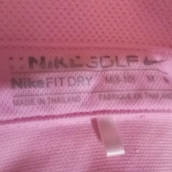 Nike Golf Polo Shirt, Women, Pink, Collar,V1/4 Button, Stretch, Logo, M 8-10 - Picture 2 of 10